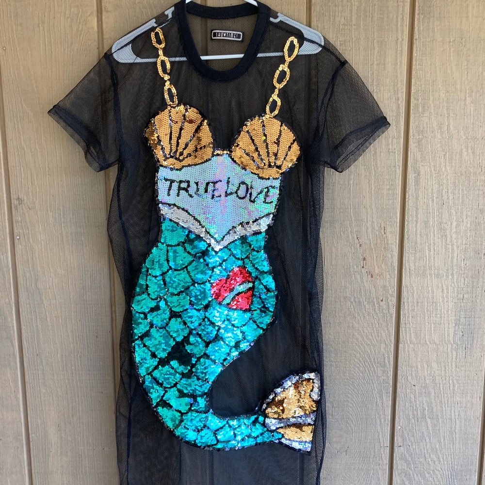 Sequin mermaid bathing suit cover